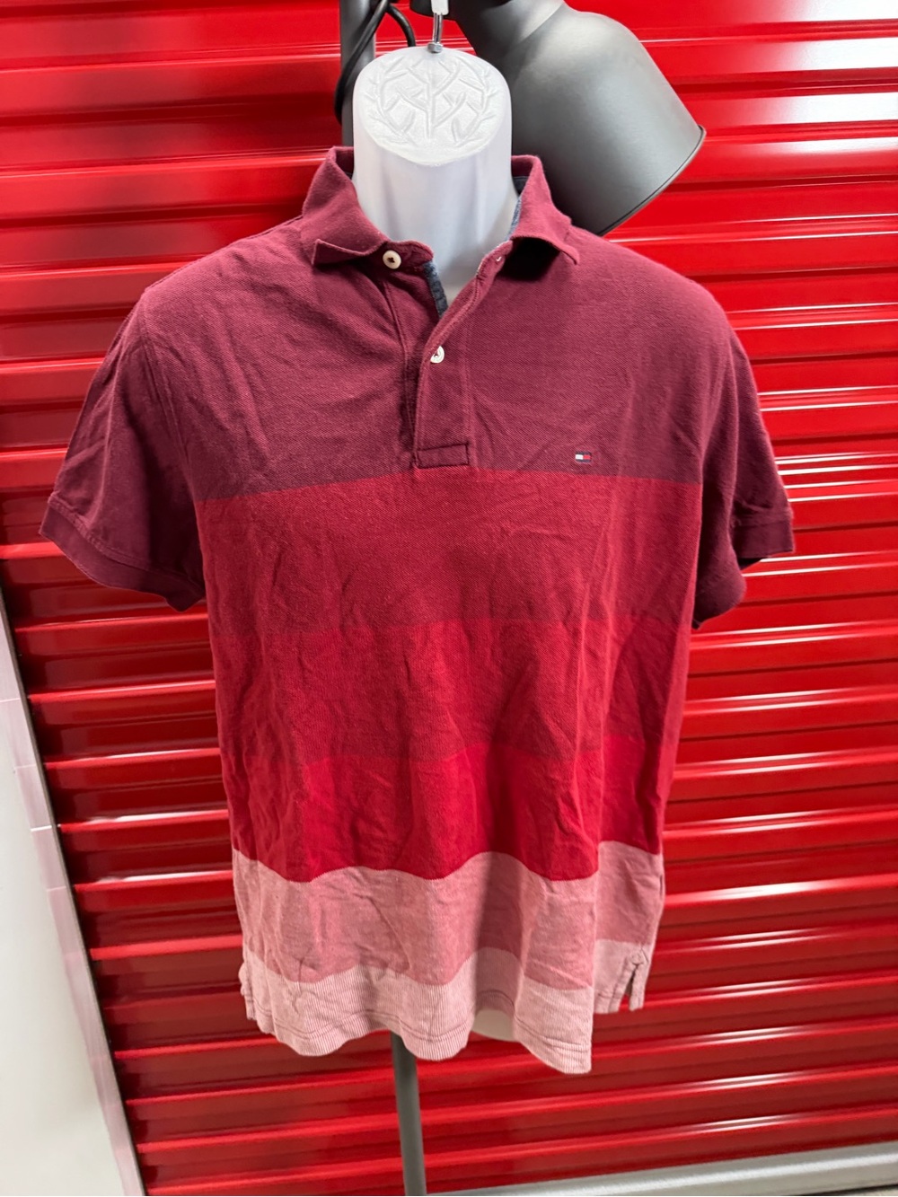 Tommy Hilfiger Maroon, Red & Pink Striped Polo